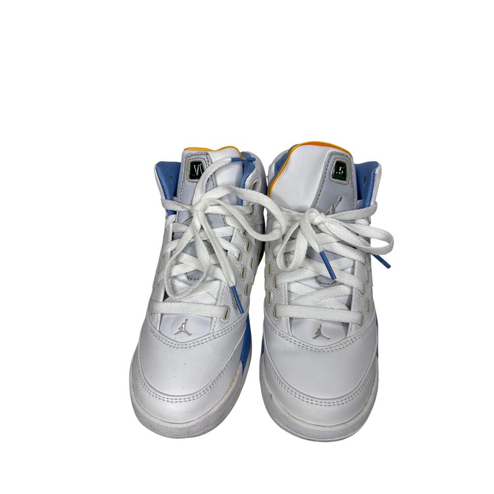 Jordan Melo 5.5 Sneakers Kids 4.5Y White Blue Leather Mid Top 311862-102 Shoes